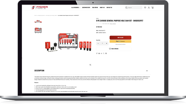 Fisher Tools - BigCommerce Website + DDS Data