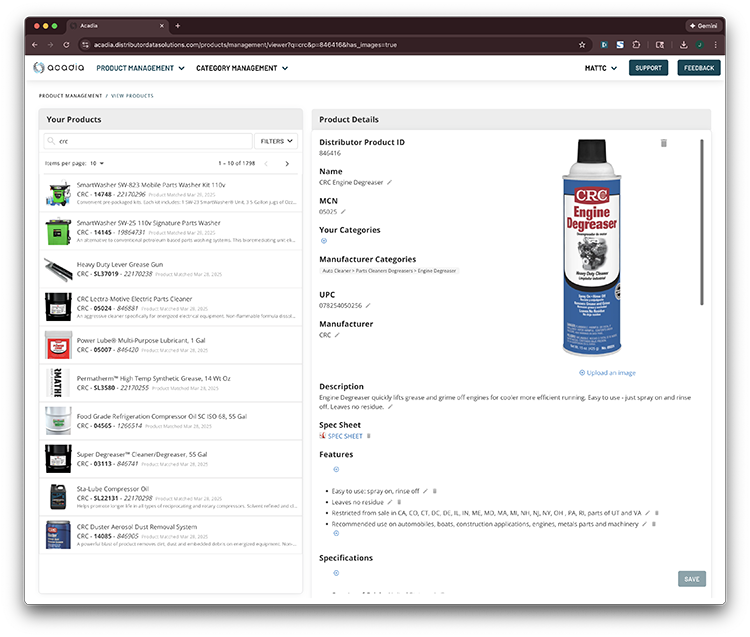 Acadia AI Product Creation - CRC Engine Degreaser