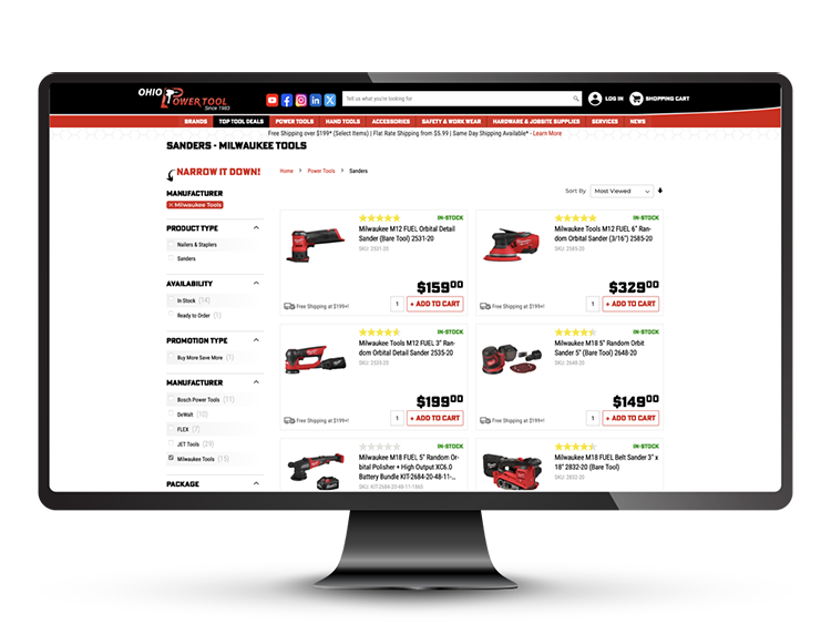 Ohio Power Tool Website - Milwaukee Sanders